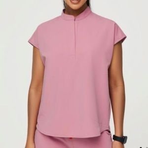FIGS Chalk pink Rafaela top